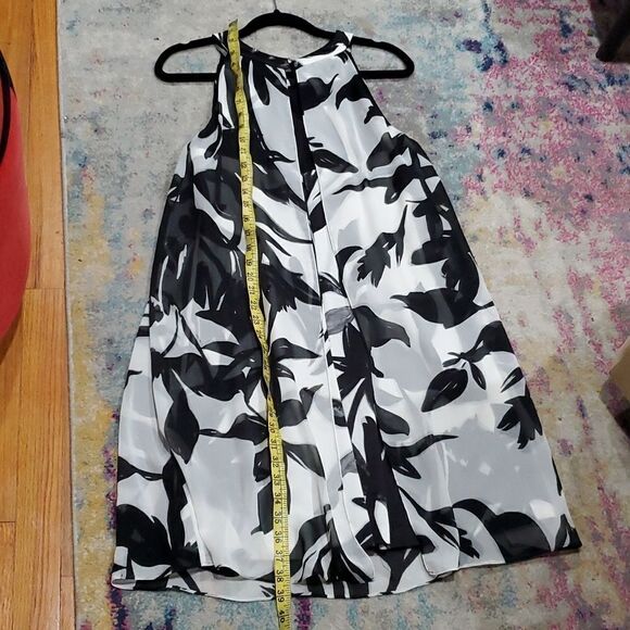 Vince Camuto Black & White Floral Dress with Sheer Sheath Overlay Size 12 - Picture 10 of 16